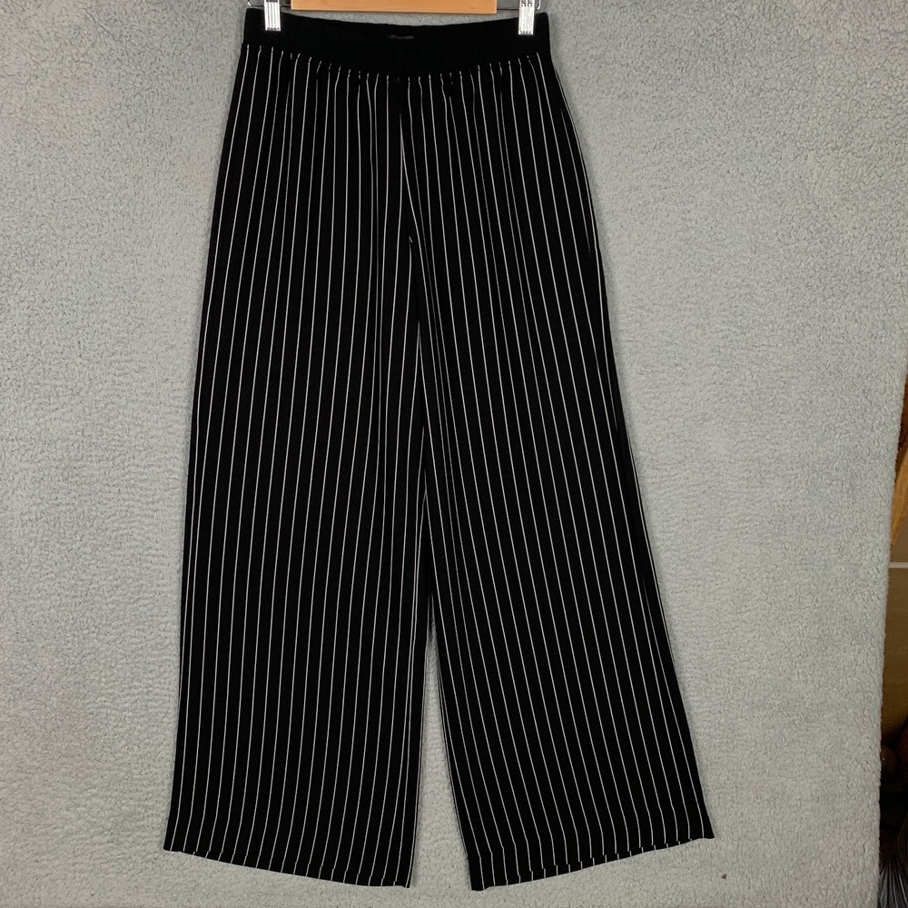 ATM Wide Leg Pants Women's Medium M Black Striped ANTHONY THOMAS MELILLO
